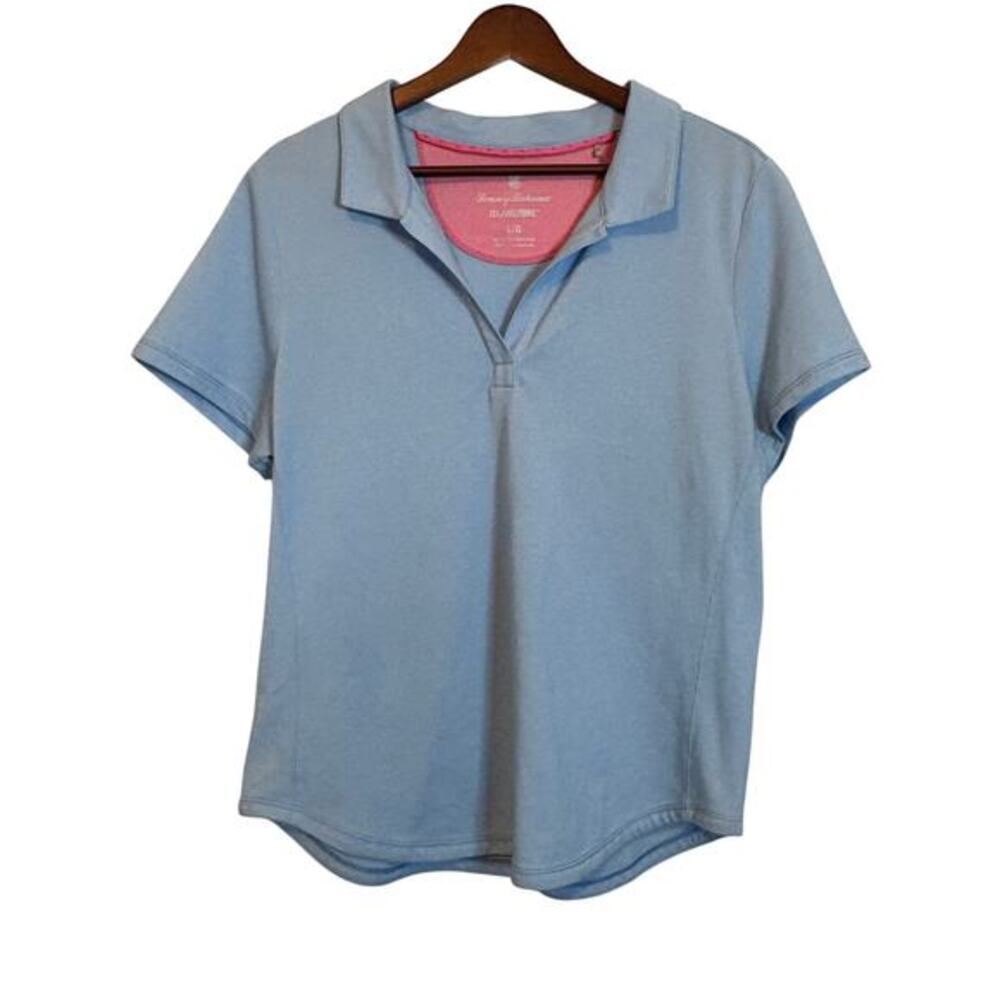 Tommy Bahama Women’s L‎ Blue Polo Shirt IslandZone Collared Pineapple